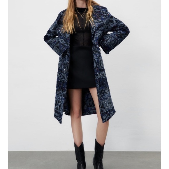 𝅺ZARA FLUID JACQUARD COAT LIMITED EDI..
NAVY BLUE - Picture 3 of 3